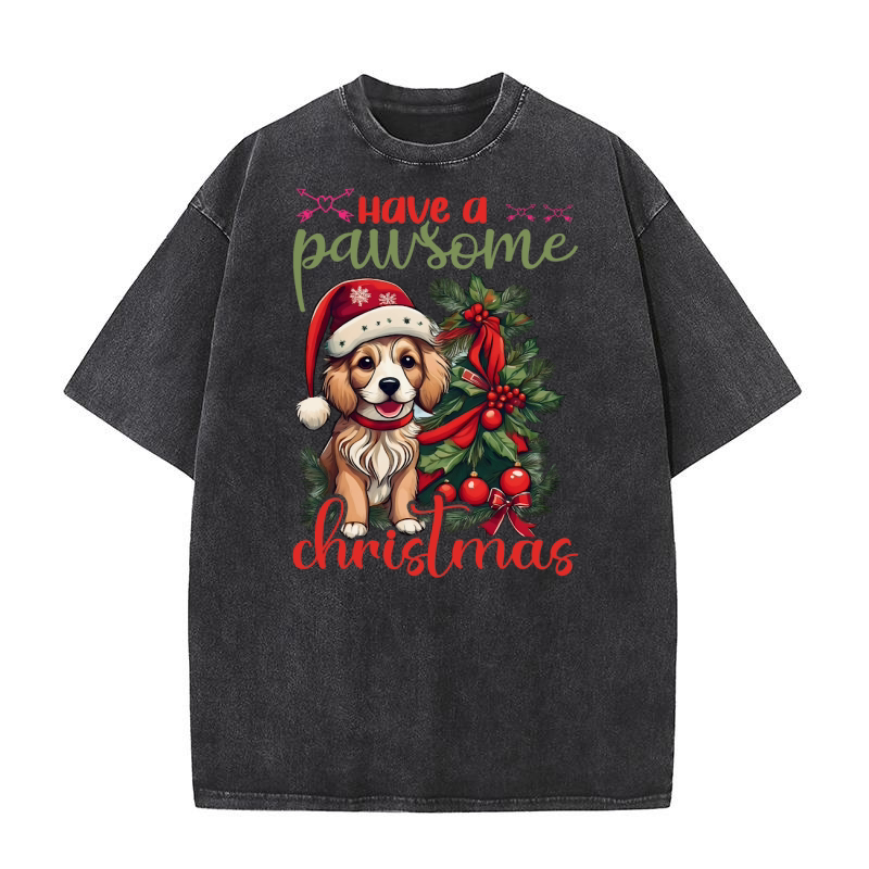 Have a paw some christmas Dog 1 Washed T-Shirt