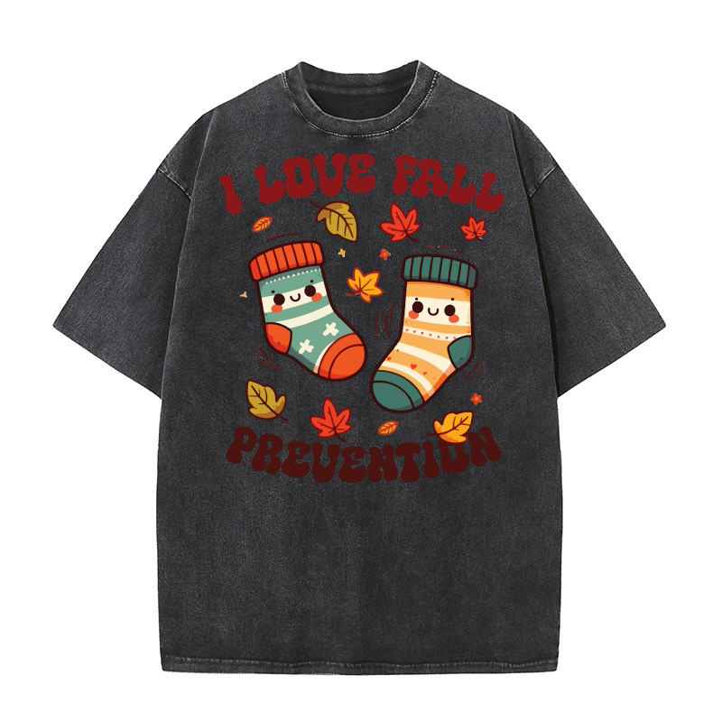 I Love Fall Prevention Pumpkin Washed T-Shirt