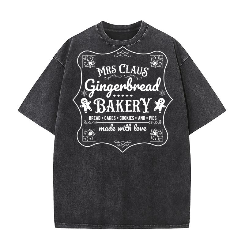 Mrs Claus gingerbread bakery bread cakes cookies and pies 02 Washed T-Shirt