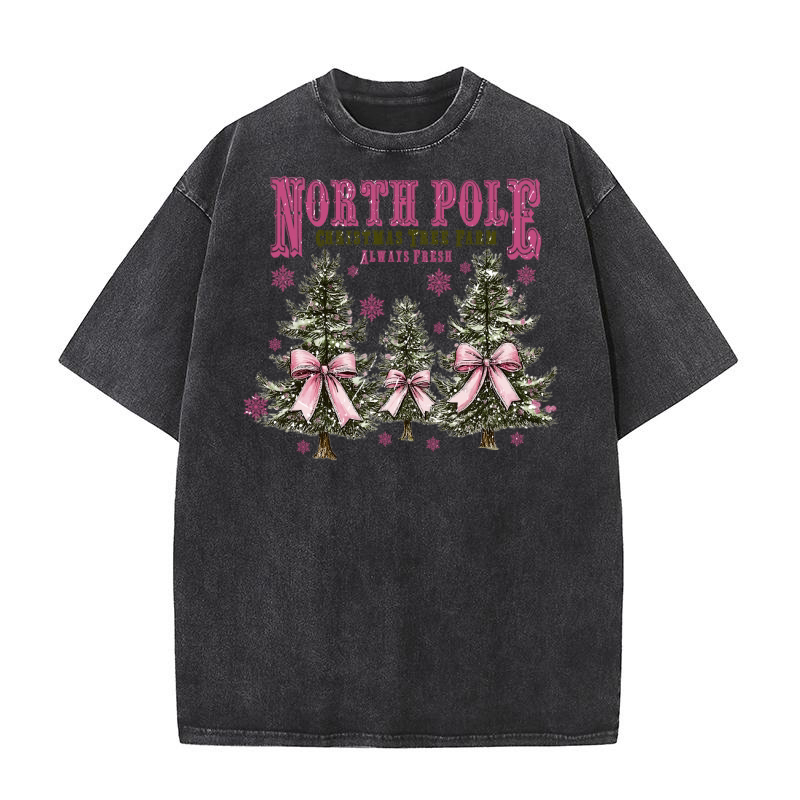 North Pole Christmas Tree Farm Always Fresh Washed T-Shirt