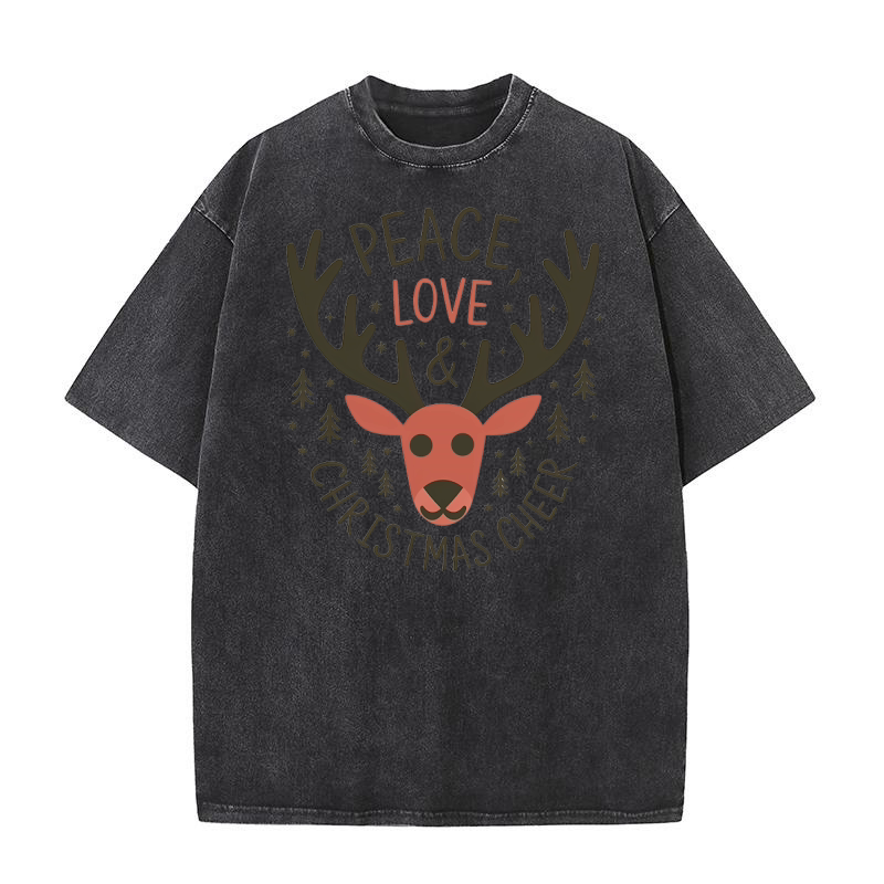 Peace,love & Christmas Cheer 02 Washed T-Shirt