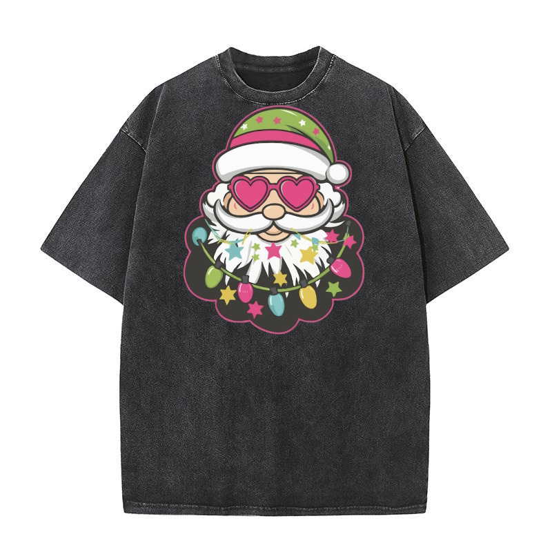 Vibrant Santa Colorful 2 Washed T-Shirt