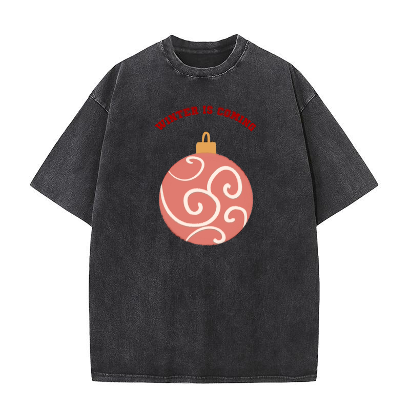 Winter is Coming red ornament with pattern Washed T-Shirt