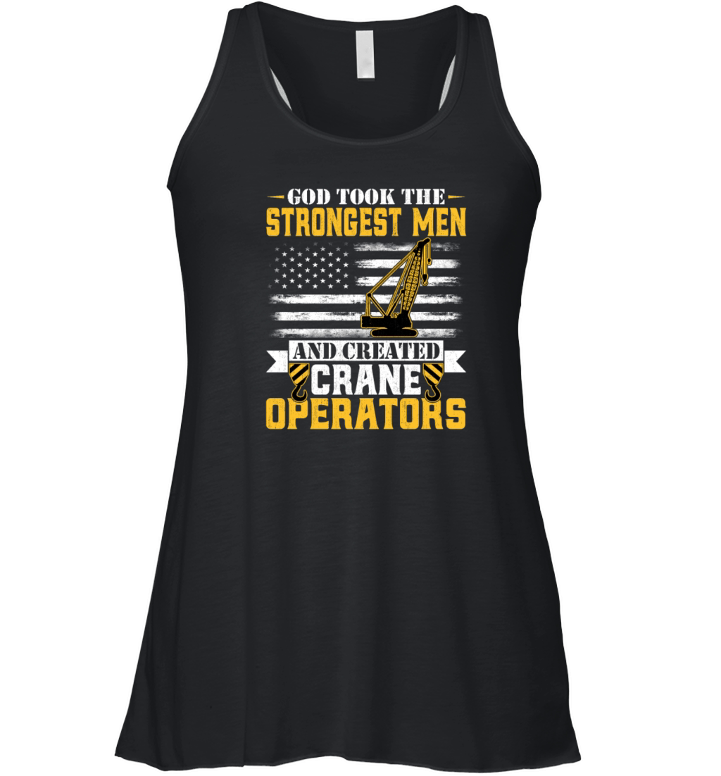American Flag Crane Operator Patriotic Forklift Women's Flowy Tank Top