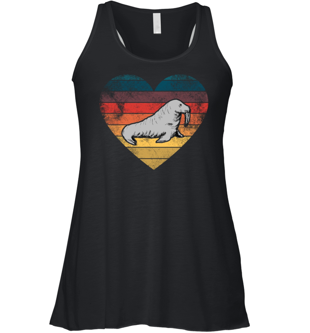 Funny Walrus Heart Retro Vintage Cool For Walrus Women's Flowy Tank Top