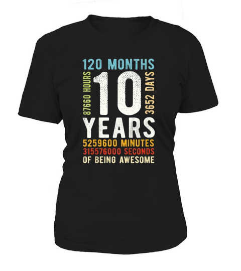 Kids 10th Birthday 10 Years Old Vintage Retro 120 Months Women's T-Shirt