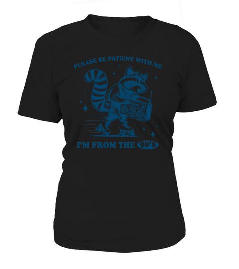 Raccoon Roller Skate Vintage Radio L Blue Women's T-Shirt