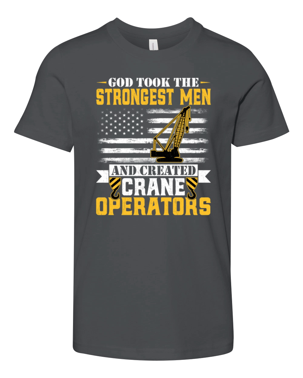American Flag Crane Operator Patriotic Forklift Youth Unisex Jersey Tee