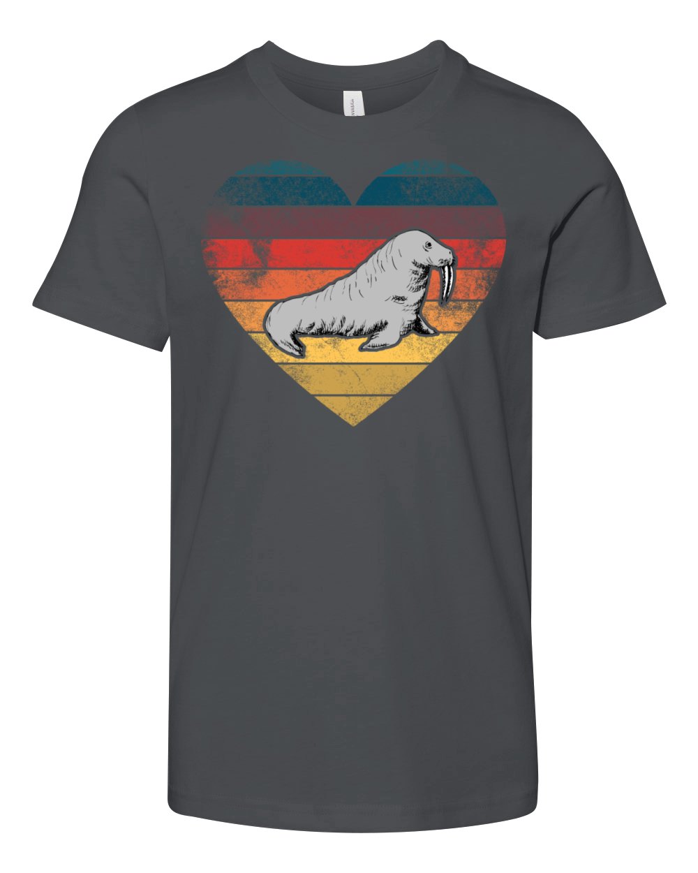 Funny Walrus Heart Retro Vintage Cool For Walrus Youth Unisex Jersey Tee
