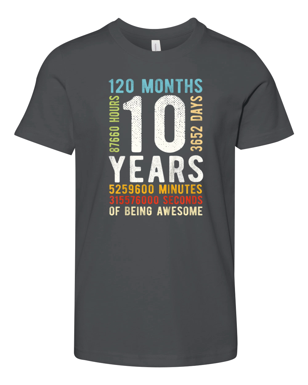 Kids 10th Birthday 10 Years Old Vintage Retro 120 Months Youth Unisex Jersey Tee