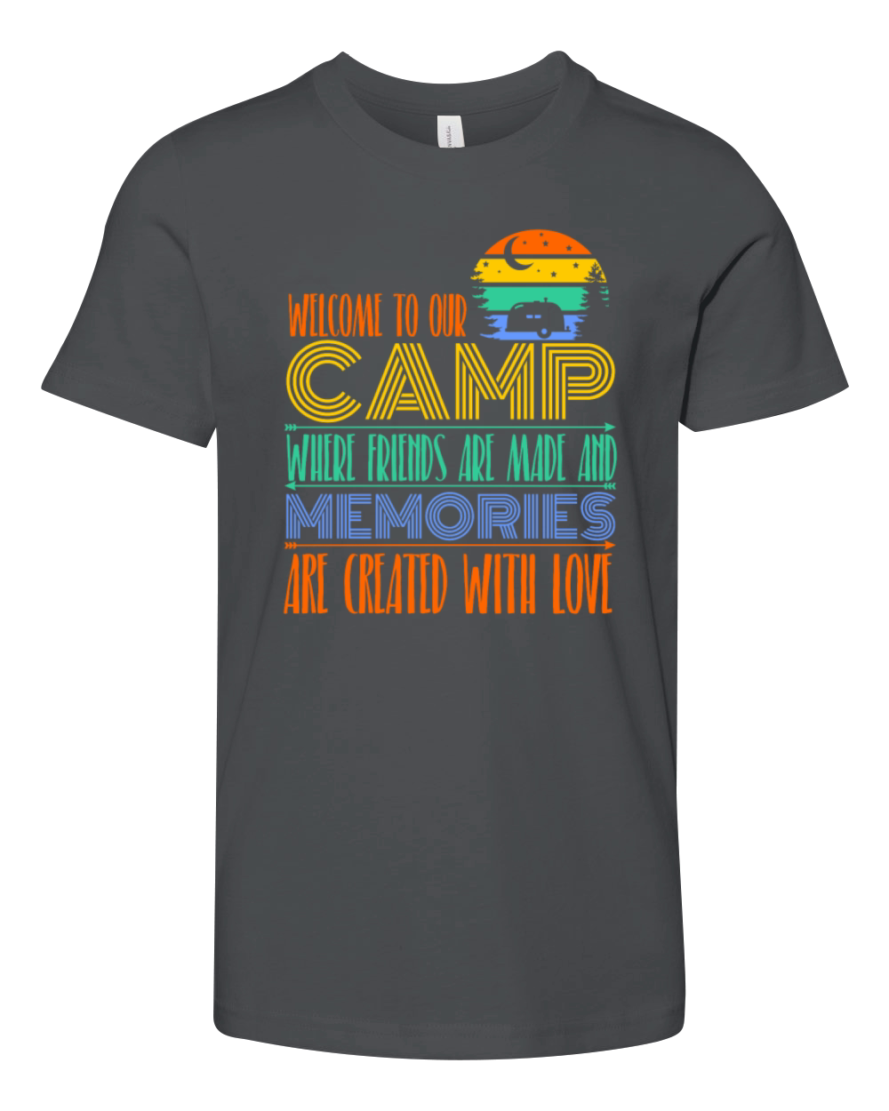 Welcome To Our Camp Colorful Camping Youth Unisex Jersey Tee
