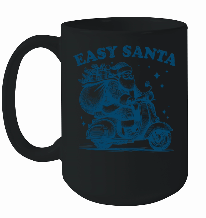 Easy Santa Riding Scooter L Blue Ceramic Mug