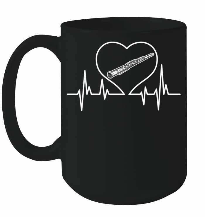 Flute Heartbeat Tshirt Ceramic Mug