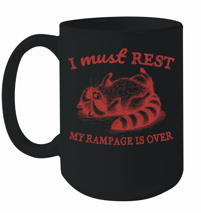 Raccoon weird sleeping L Red Ceramic Mug