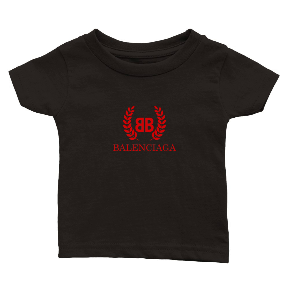 Balenciaga BB Logo Graphic Red Black Womens T-Shirt Classic Baby Crewneck T-shirt