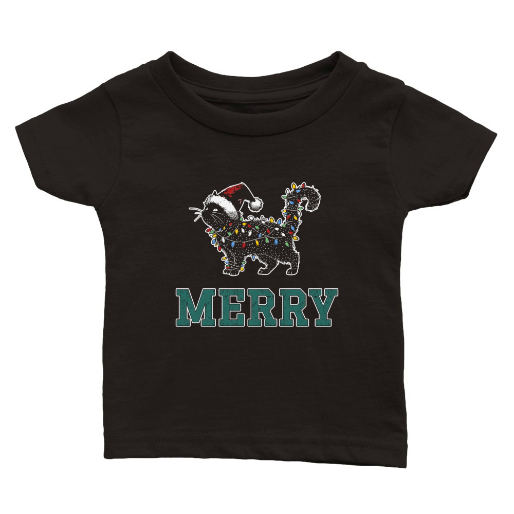 MERRY CAT WRAPPED BY CHRISTMAS LIGHTS D Color 3 Classic Baby Crewneck T-shirt