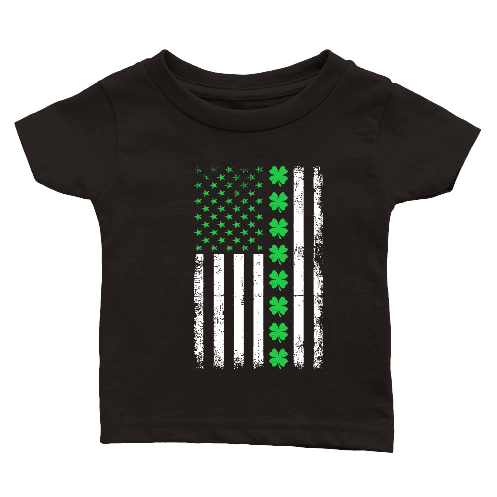 Vintage American Flag St. Patricks Day 2 Classic Baby Crewneck T-shirt