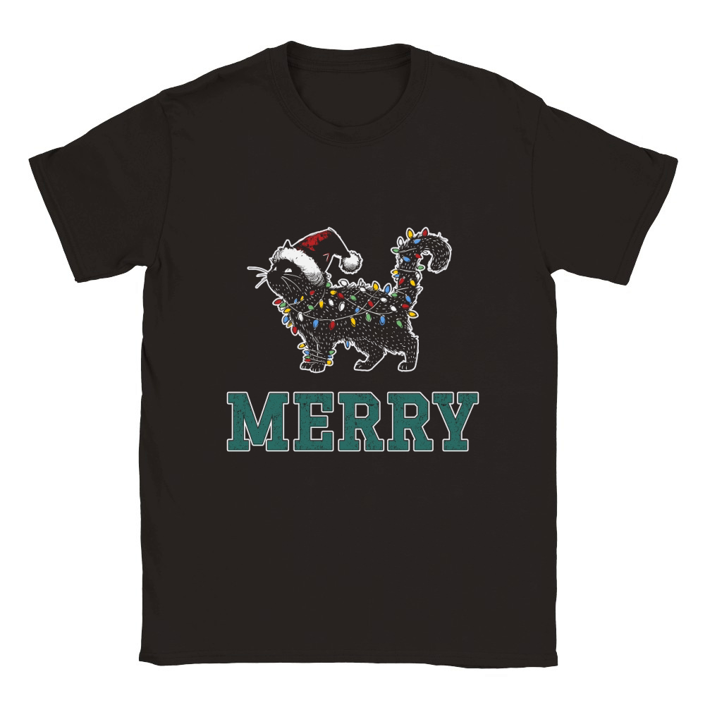 MERRY CAT WRAPPED BY CHRISTMAS LIGHTS D Color 3 Classic Kids Crewneck T-shirt
