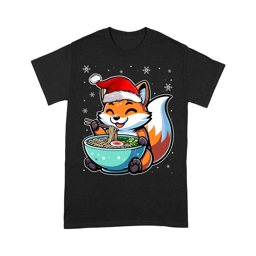 adorable fox eating ramen wearing santa hat 1 Comfort T-shirt