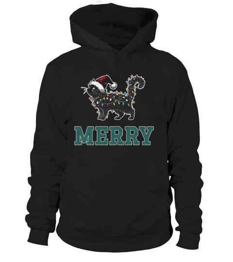 MERRY CAT WRAPPED BY CHRISTMAS LIGHTS D Color 3 Hoodie Unisex