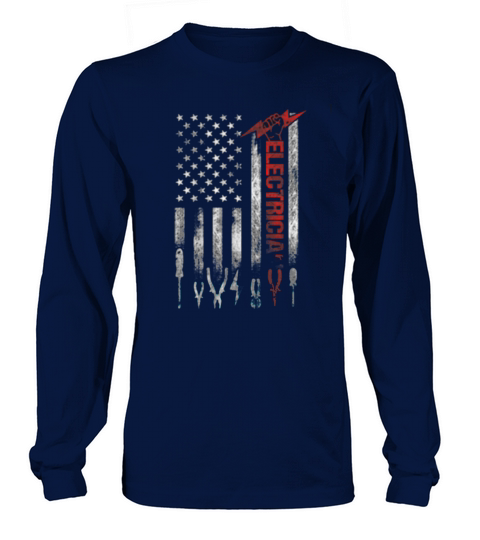 American Flag Patriotic Electrician Fathers Day Long sleeved Unisex