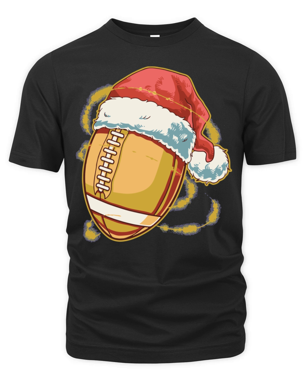 Christmas Football Ball Santa Hat Funny Sport Organic Unisex T-shirt