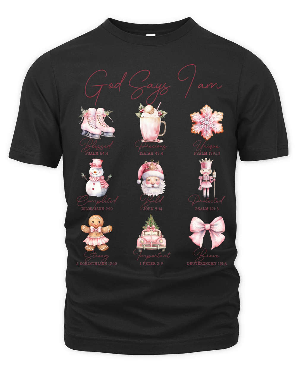 God Says i Am Christmas   Pink Organic Unisex T-shirt