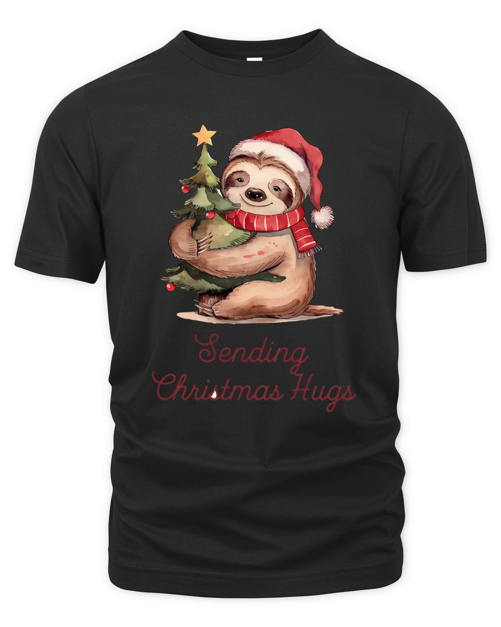 Sending Christmas Hugs Vintage Christmas Organic Unisex T-shirt