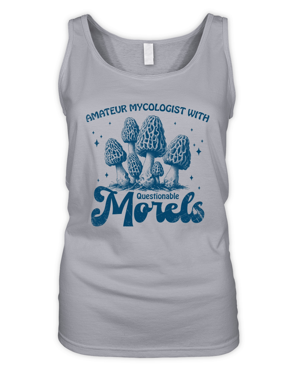 Amateur Mycologist with Morels L Blue GR Organic Women's Tank Top
