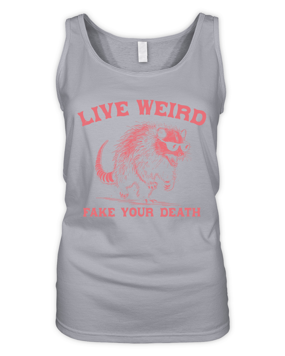 Live Weird Fake Your Death Possum Red Organic Women's Tank Top
