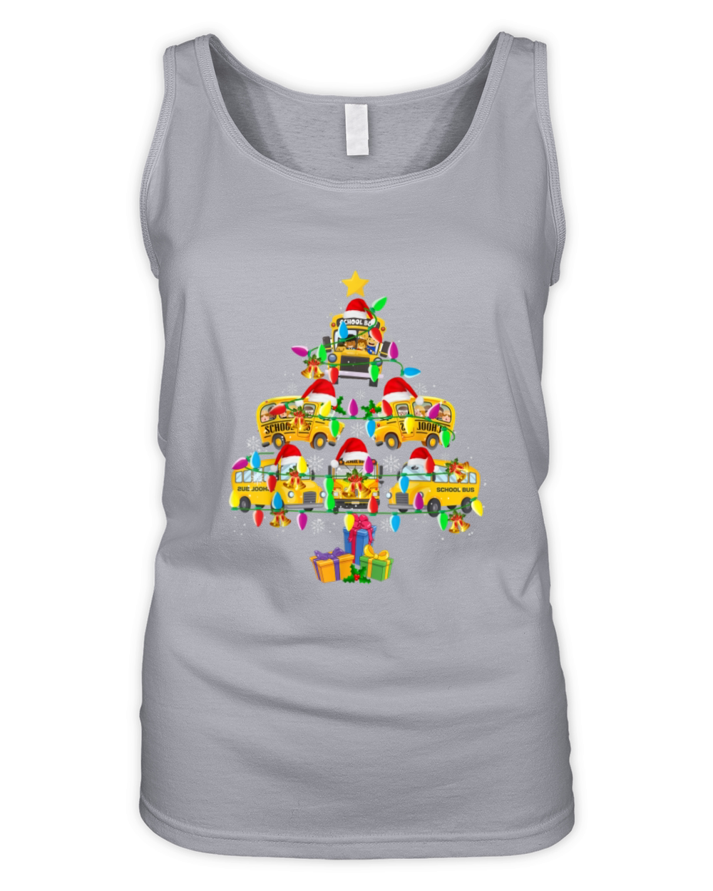 School Bus Christmas Tree Funny Santa Bus Driver Organic Women's Tank Top