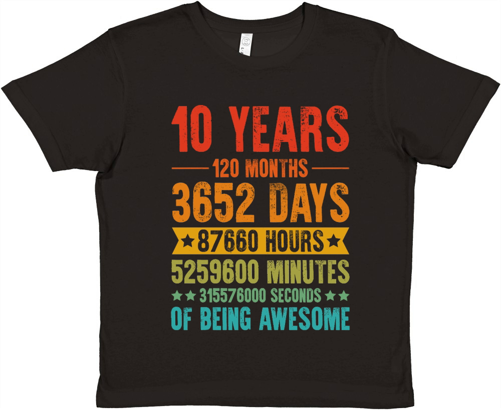 10 Years 120 Months Of Being Awesome Birthday T Shirt Design (1) Premium Kids Crewneck T-shirt