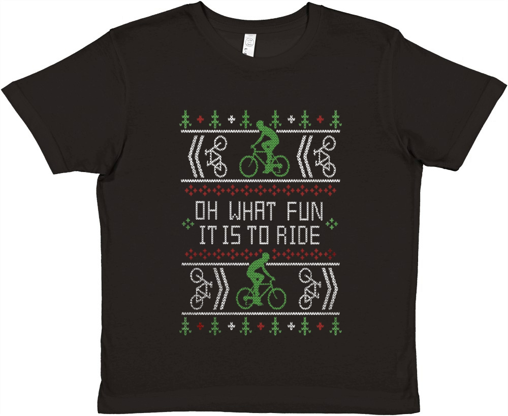 Biking Oh What Fun Bike Ugly Christmas Cycling Premium Kids Crewneck T-shirt