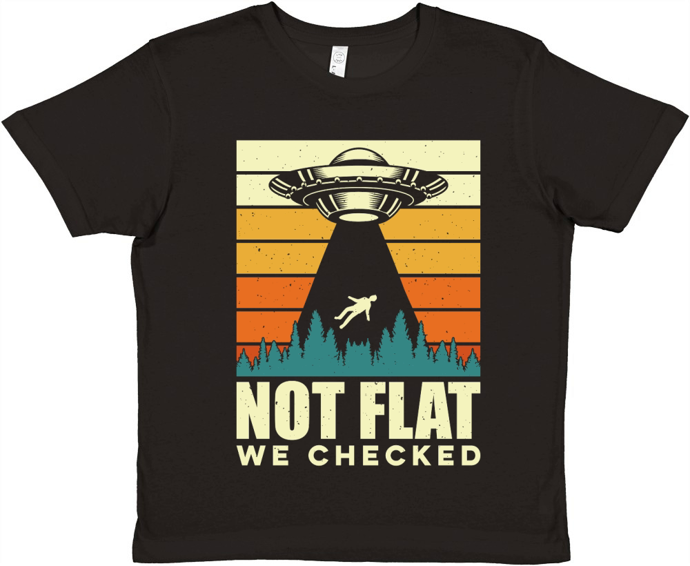 Funny Vintage UFO Alien not Flat we checked Premium Kids Crewneck T-shirt