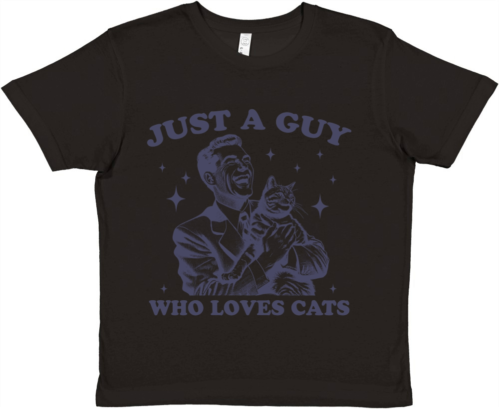 Just A Guy Who Loves Cats L dViolet Premium Kids Crewneck T-shirt