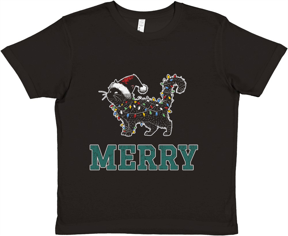 MERRY CAT WRAPPED BY CHRISTMAS LIGHTS D Color 3 Premium Kids Crewneck T-shirt