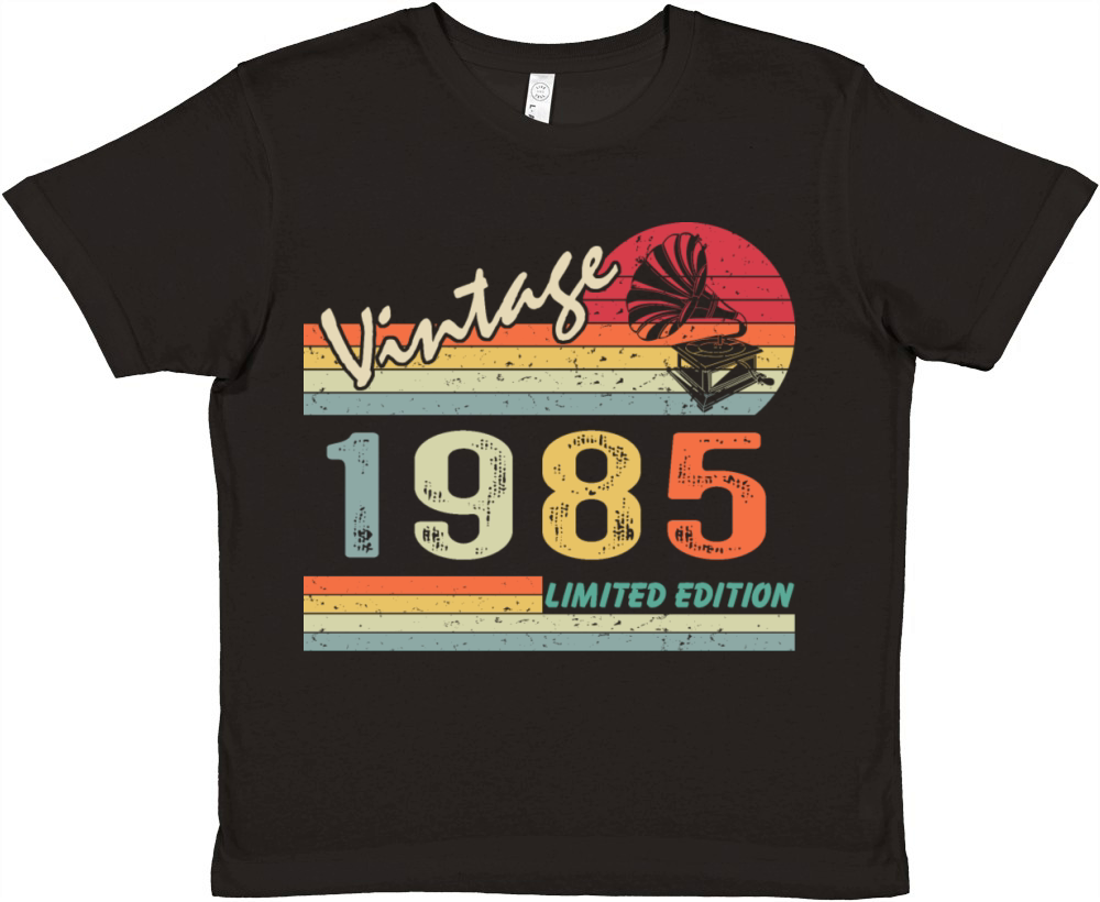 Vintage Gramophone 37th birthday 1985 37 years old Premium Kids Crewneck T-shirt