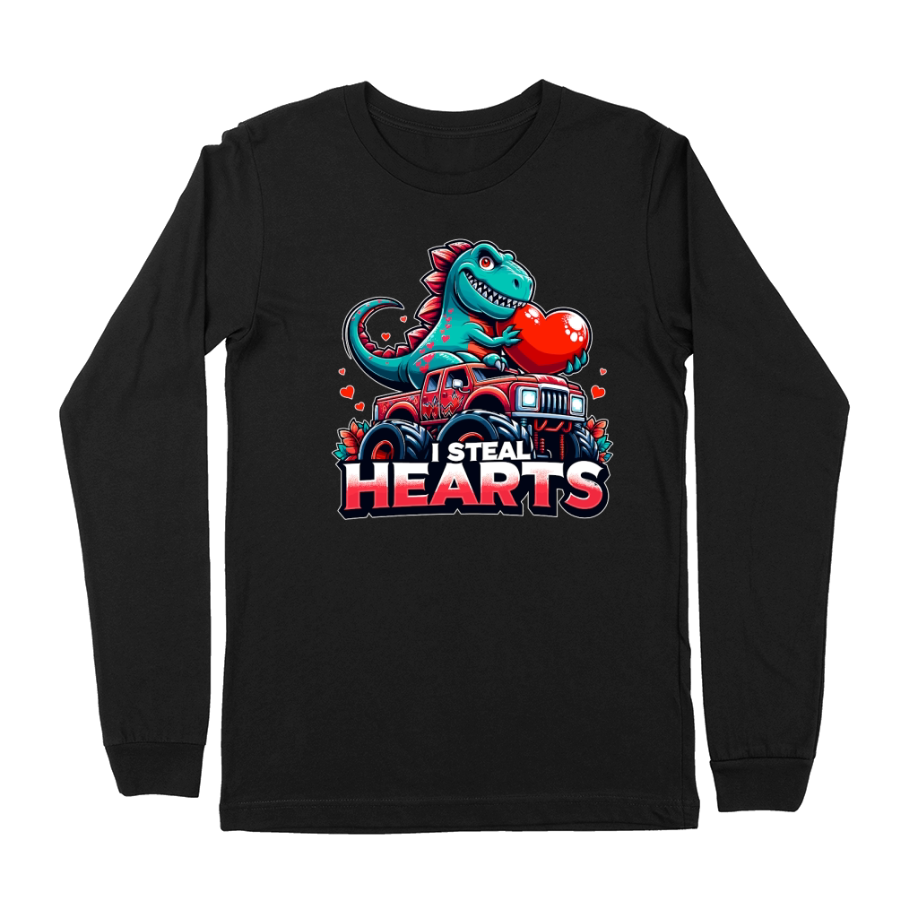 I Steal Hearts Dinosaur Valentine Premium Long Sleeve