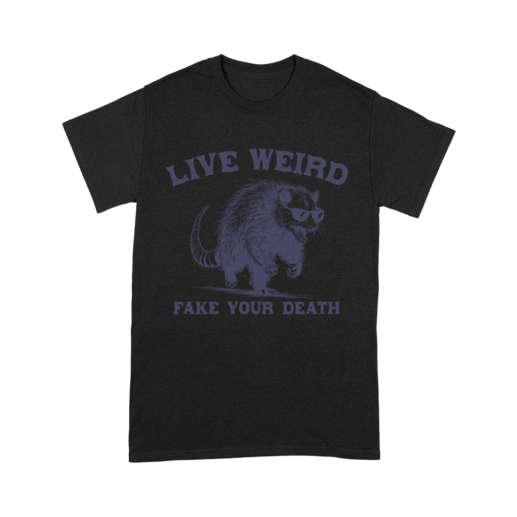 Live Weird Fake Your Death Possum L dViolet Premium T-shirt