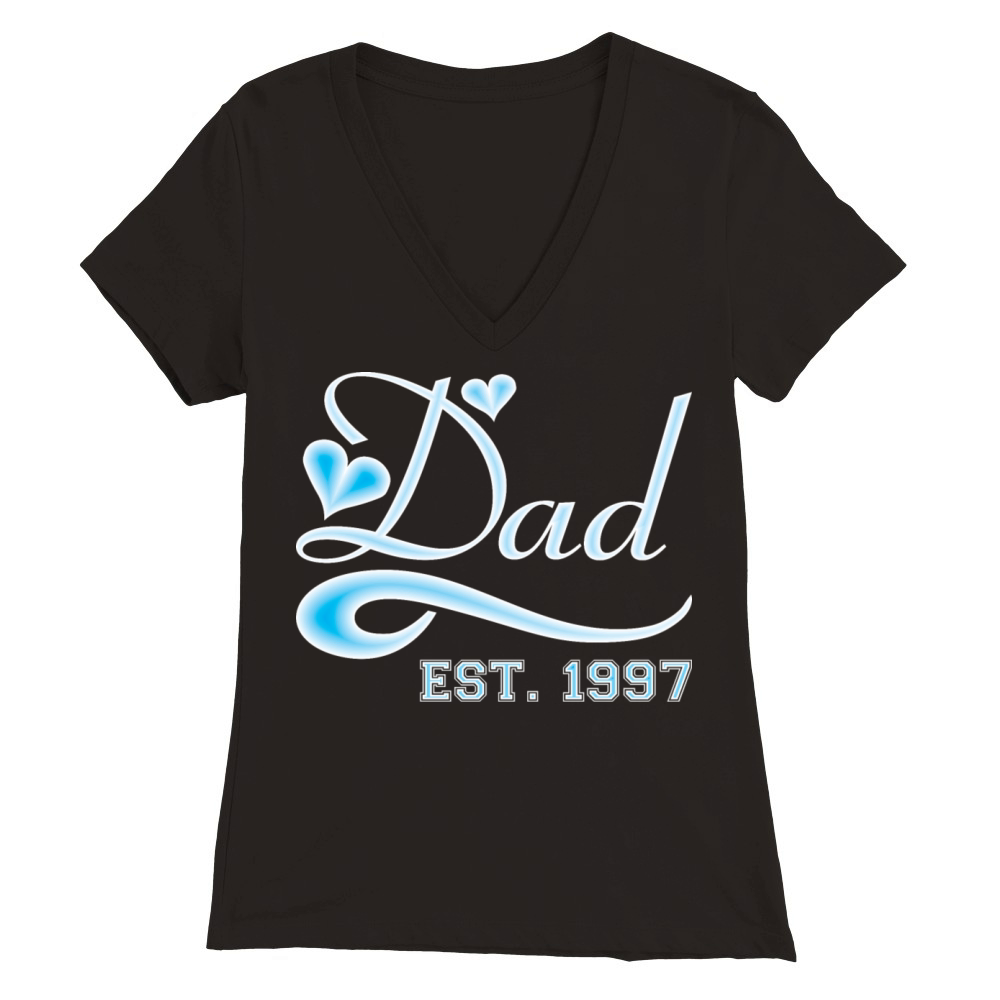 Dad Established 1997 Happy Fathers Day Premium Womens V-Neck T-shirt