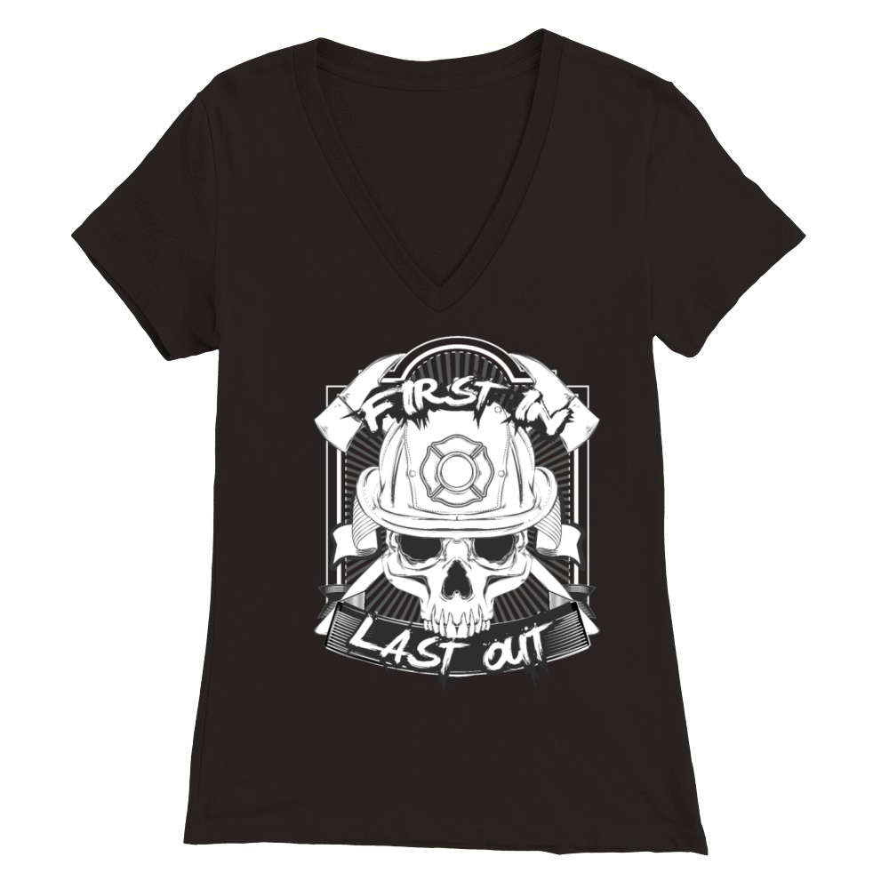 Firetrooper First In Last Out T-Shirt Premium Womens V-Neck T-shirt