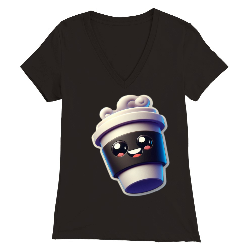 funny coffee cup sticker 1 Premium Womens V-Neck T-shirt