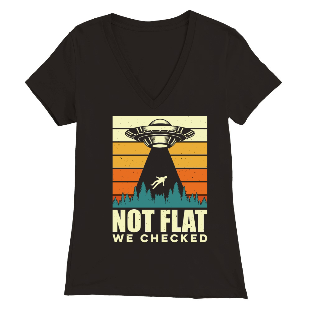 Funny Vintage UFO Alien not Flat we checked Premium Womens V-Neck T-shirt