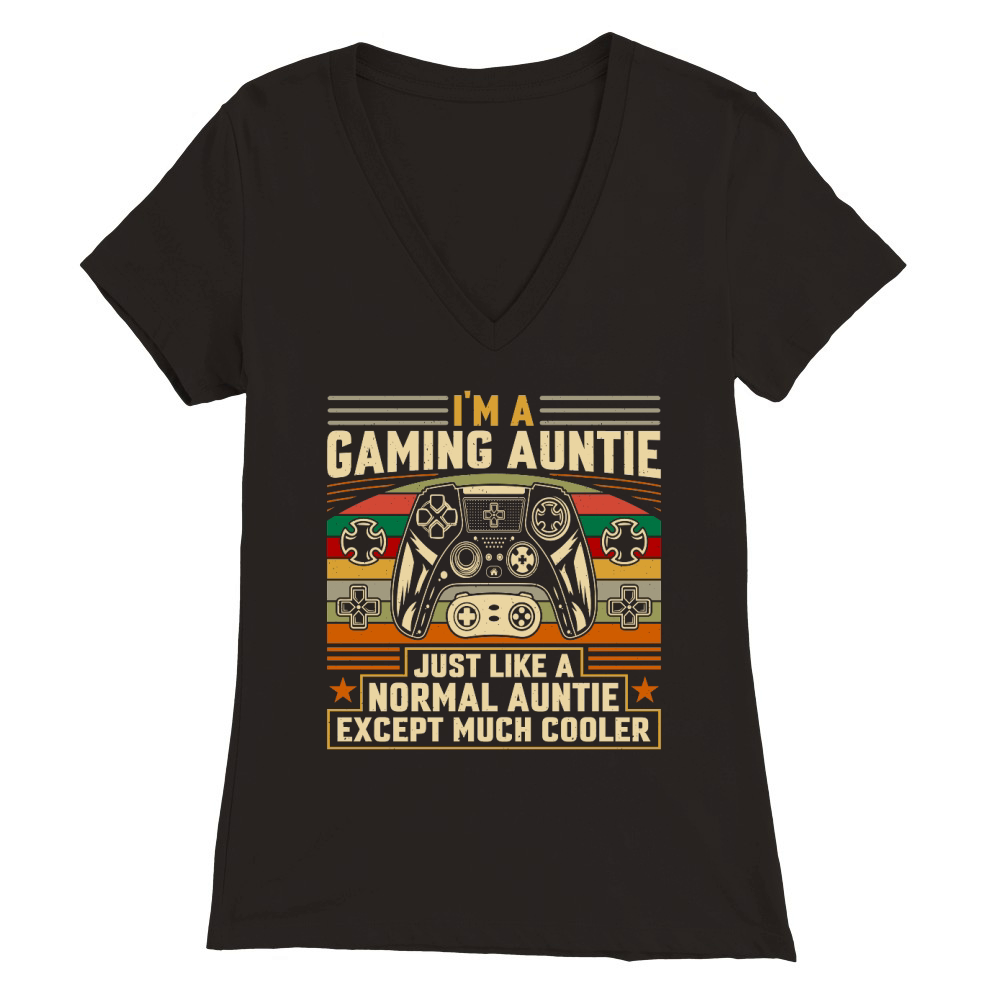 Retro Video Game   i am a gaming auntie just like a normal auntie except much cooler Premium Womens V-Neck T-shirt
