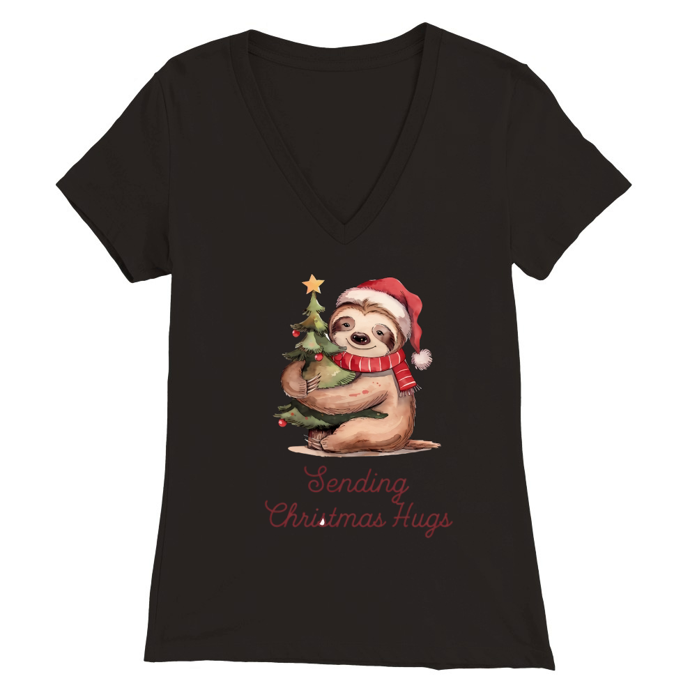 Sending Christmas Hugs Vintage Christmas Premium Womens V-Neck T-shirt