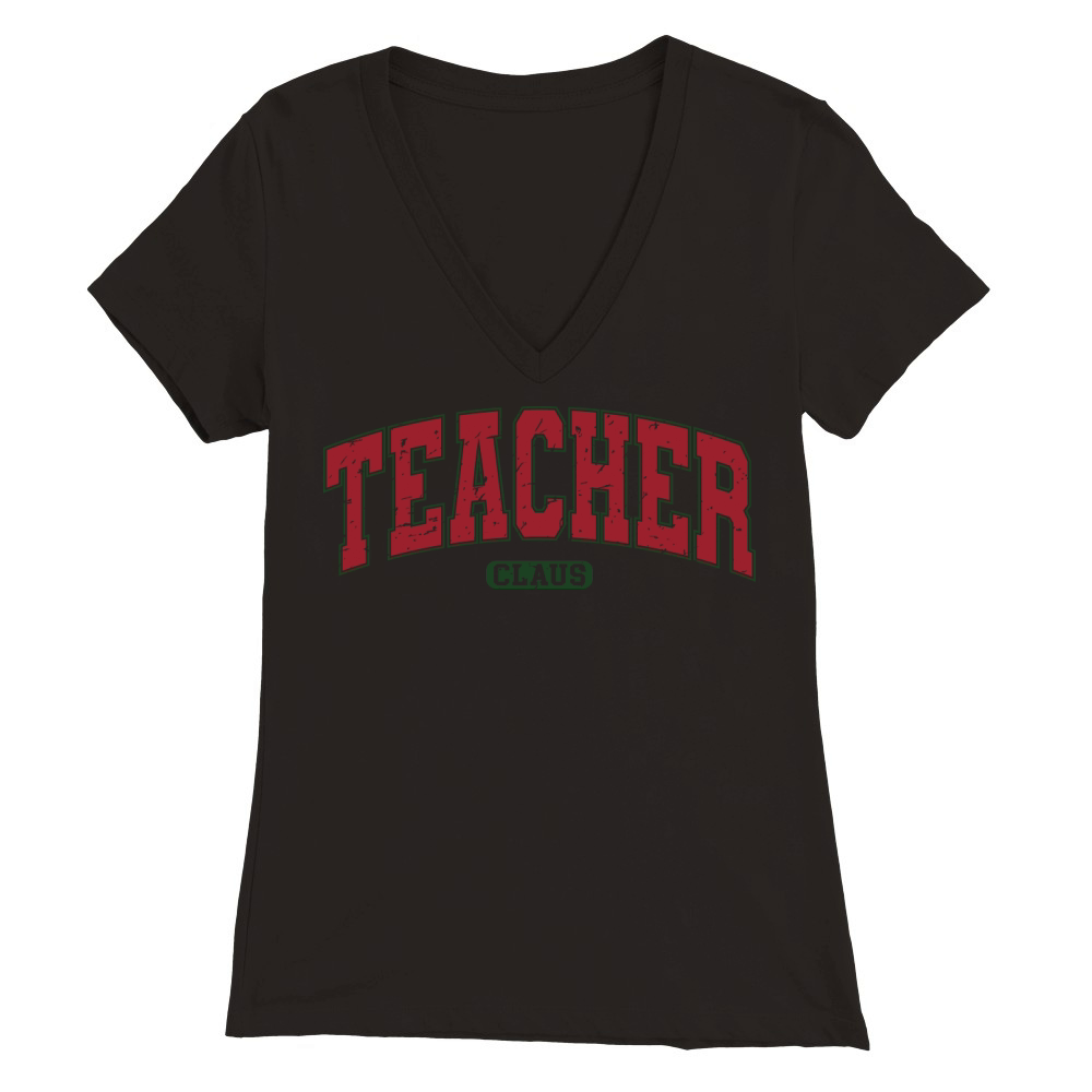 TeacherClausVarsity Retro Premium Womens V-Neck T-shirt