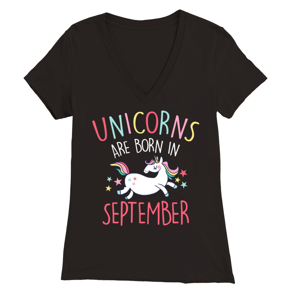 Unicorns Are Born In September Premium Womens V-Neck T-shirt