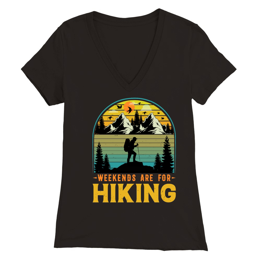 Weekends Are For Hiking T Shirt Design (1) Premium Womens V-Neck T-shirt
