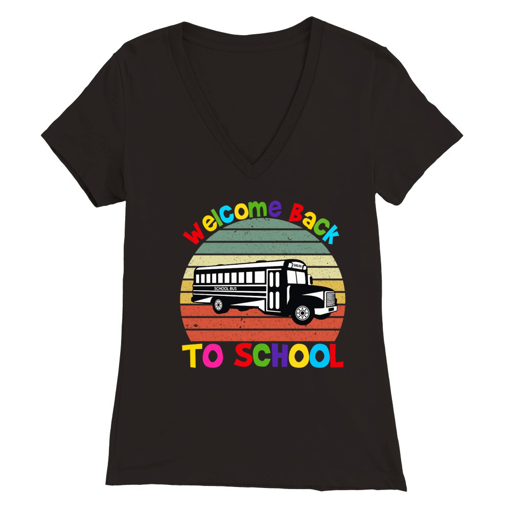 Welcome Back to School Bus 02 Premium Womens V-Neck T-shirt