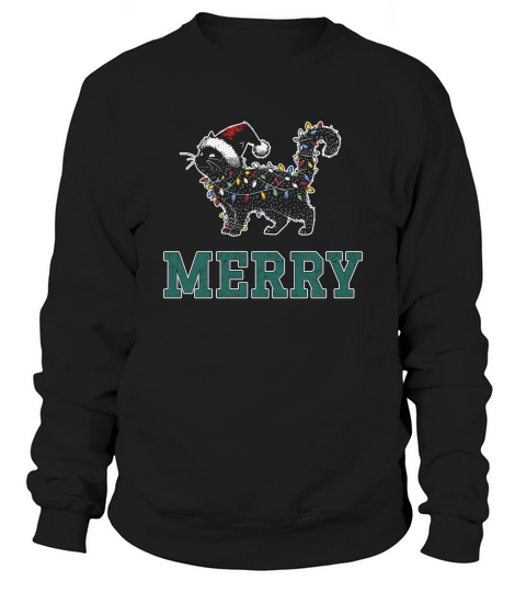 MERRY CAT WRAPPED BY CHRISTMAS LIGHTS D Color 3 Sweatshirt Unisex